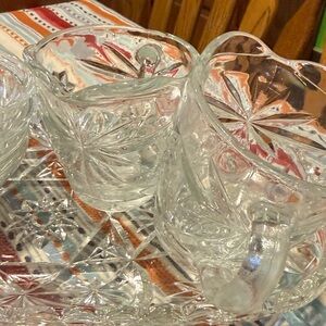 Fire King Clear Glass Creamer and Sugar Set